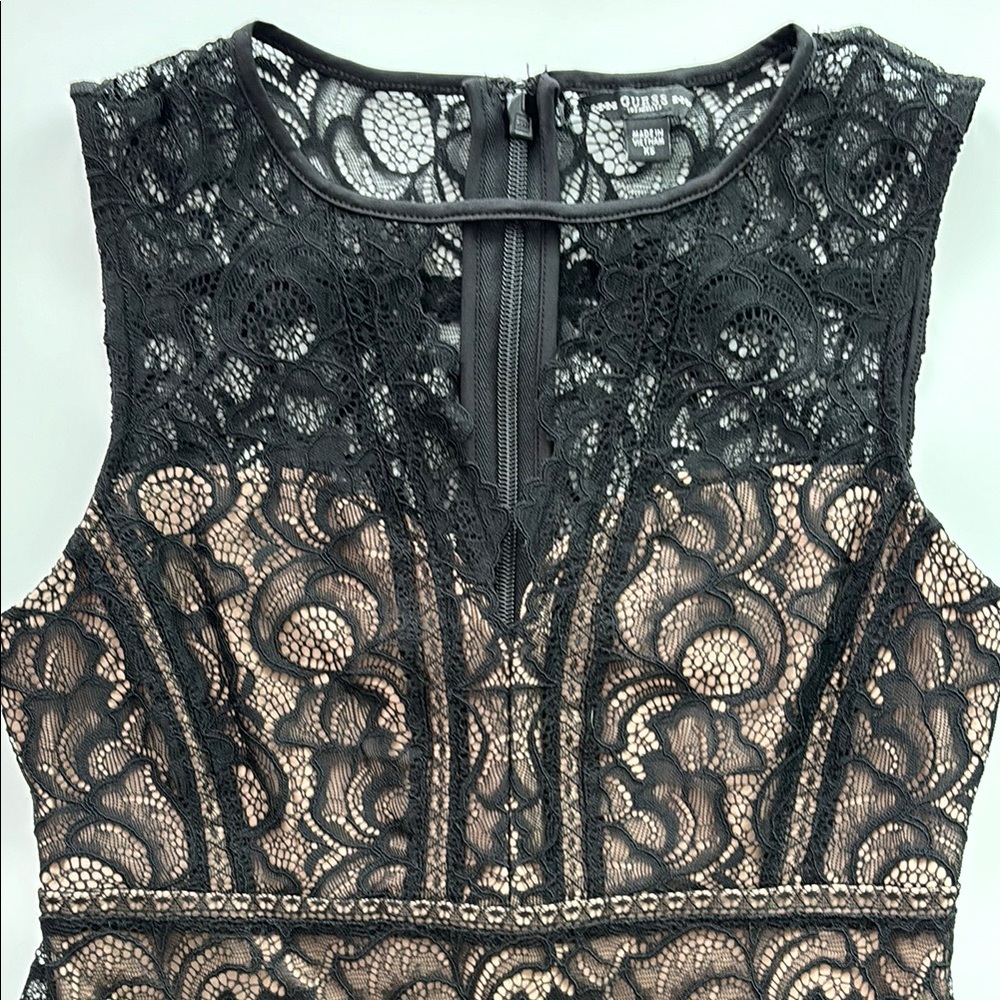 GUESS Lace & Nude Bodycon Mini Dress - Picture 2 of 7